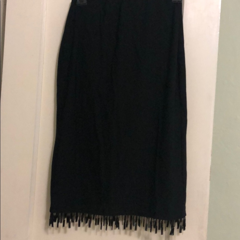 Black Pencil Skirt with Beaded Bottom